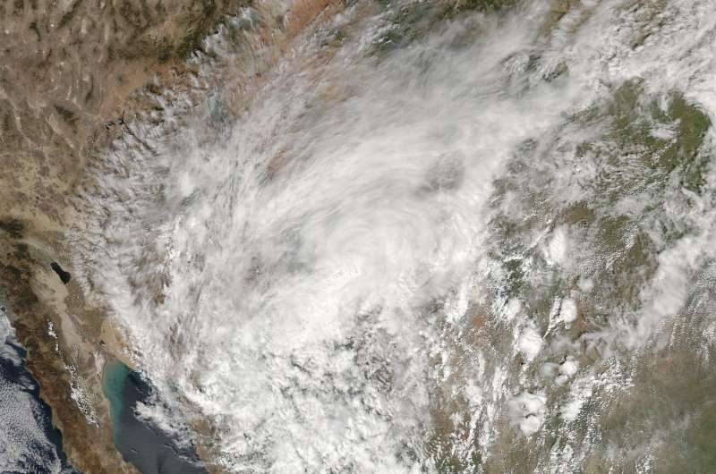 NASA sees remnants of Tropical Cyclone Newton over Southwestern US