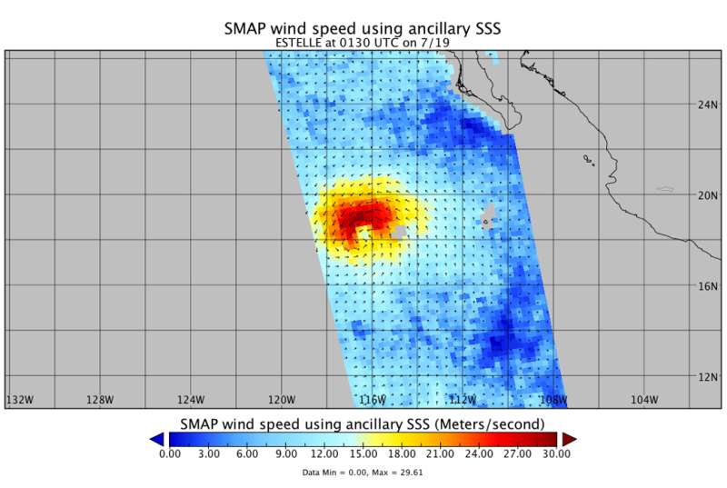 NASA's SMAP Observatory looks at Tropical Storm Estelle's winds