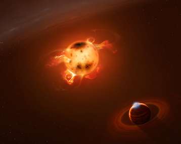 Newborn giant planet grazes its star