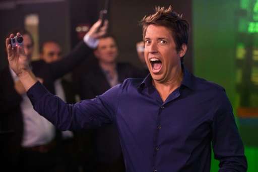 Nick Woodman, founder and CEO of GoPro celebrates during the company's initial public offering (IPO) at the Nasdaq Stock Exchang