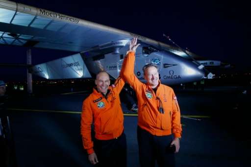 Pilots Andre Borschberg (R) and Bertrand Piccard of the Solar Impulse 2 consider themselves superstitious and say they are focus