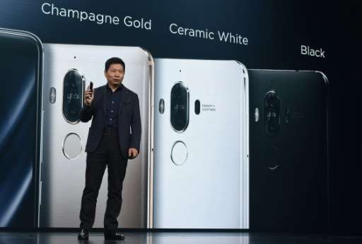 Richard Yu, CEO of Huawei Consumer Business Group, presents the new Huawei Mate 9 in Munich, southern Germany, on November 3, 20