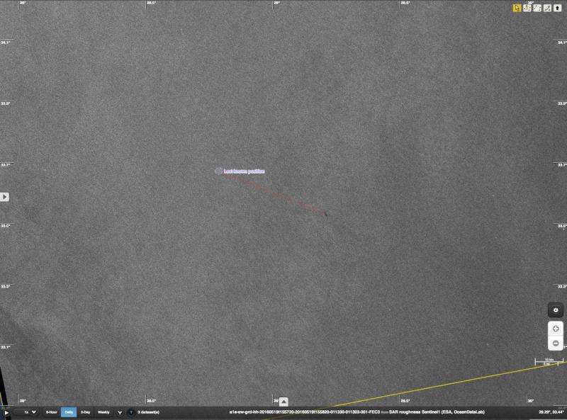 Sentinel-1A spots potential oil slick from missing EgyptAir plane