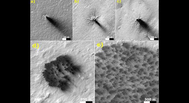 Small troughs growing on Mars may become 'spiders'