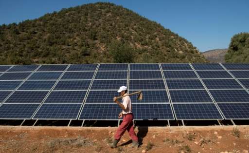 Solar panels in Tafoughalt, in Morocco's eastern Berkane province