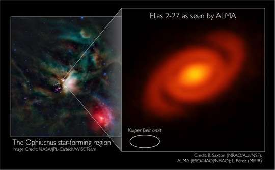 Spiral arms: Protoplanetary disk around a young star exhibits spiral structure