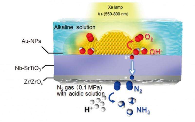 Successful synthesis of ammonia using visible light, water, and atmospheric nitrogen