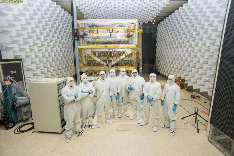 Testing the James Webb Space Telescope with radio waves