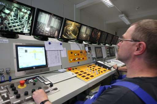 The control room of the nuclear power plant in Obrigheim, Germany on July 1, 2014