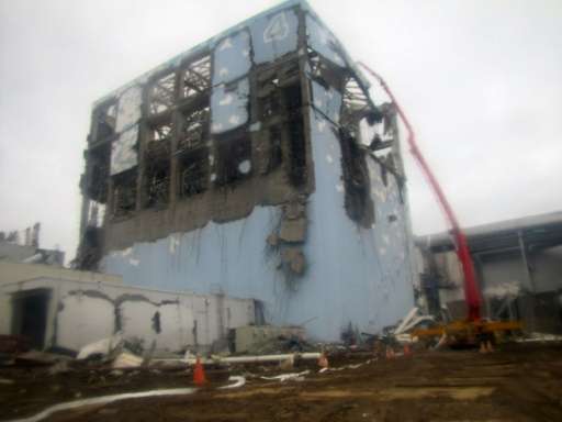 The crippled fourth reactor building at Fukushima on March 22, 2011, after earthquake and tsunami