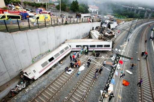 The driver of a Spanish train that crashed in 2013 outside Santiago de Compostela was speaking on a mobile just before the train