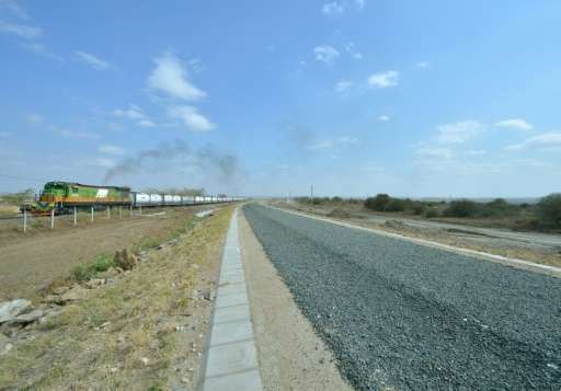 The new Standard Gauge Railway will run parallel to the old railway (pictured) on the outskirts of Nairobi National Park