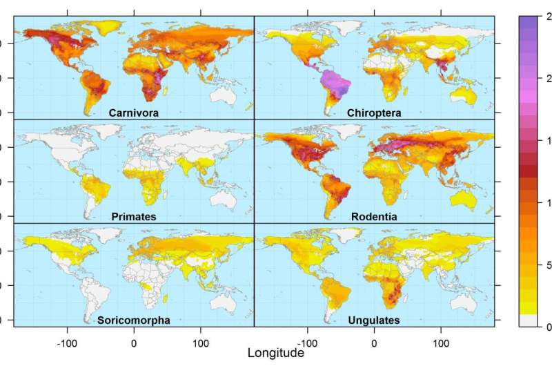 These maps reveal where rats, monkeys, and other mammals may pass diseases on to humans