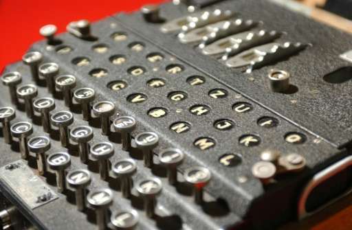 The World War II Enigma decoding machine is seen 25 November 2004 at Bletchley Park, home of the WWII codebreakers