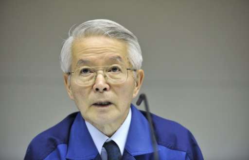 Tokyo Electric Power Co. (TEPCO) chairman Tsunehisa Katsumata speaks during a press conferecne at the company's headquarters in 
