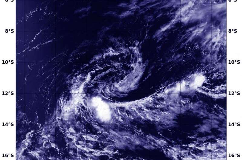 Tropical depression Emeraude a swirl in NASA imagery