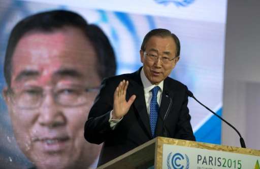 United Nations General Secretary Ban Ki Moon, pictured on December 10, 2015 during the COP 21 conference at Le Bourget, in the n