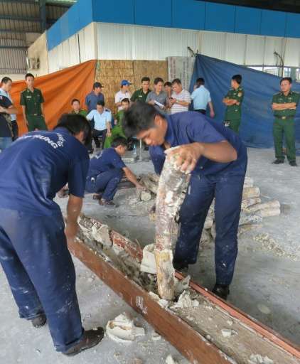 Vietnam customs officials have seized nearly one tonne of ivory hidden in a timber shipment from Kenya, the third major illegal 