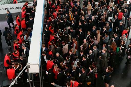 Visitors arrive at the Mobile World Congress in Barcelona, on February 22, 2016