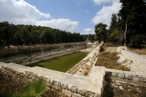 A general view shows Solomon's Pools in the Palestinian West Bank town of Bethlehem, on October 10, 2017, on the day of the laun