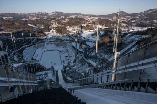 A view from the top of ski jump venue of the 2018 Pyeongchang Winter Olympic Games in South Korea