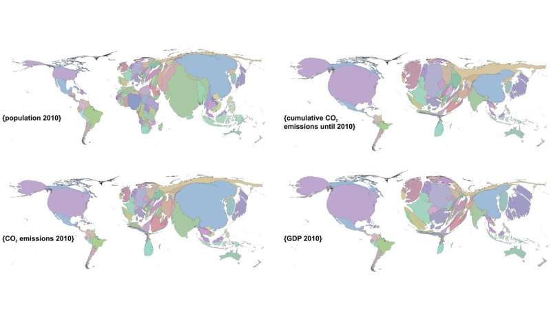 Cartogram maps provide new view of climate change risk