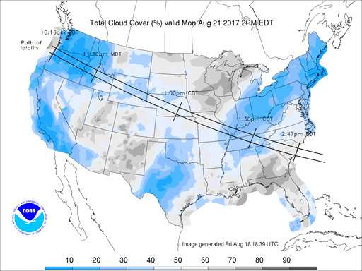 Eclipse weather forecast: Best in West, least in East