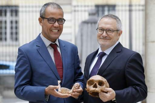 French paleoanthropologist Jean-Jacques Hublin and Abdelouahed Ben-Ncer of Morocco's  National Institute of Archaeology and Heri