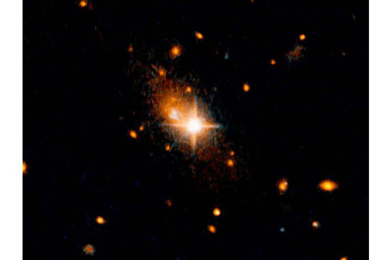 Hubble detects supermassive black hole kicked out of galactic core
