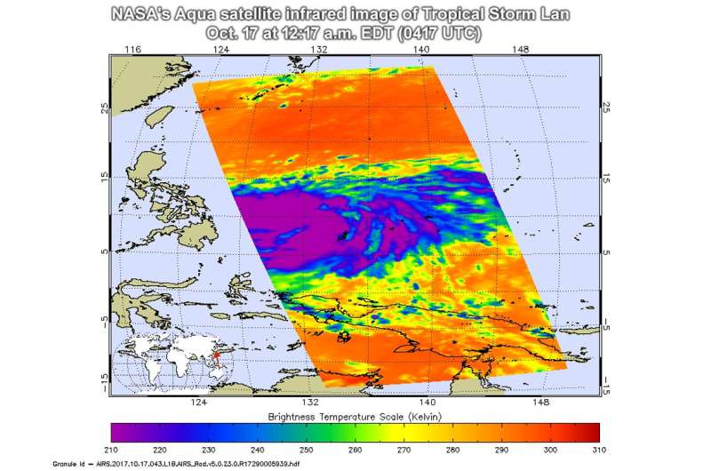 NASA finds Tropical Storm Lan strengthening