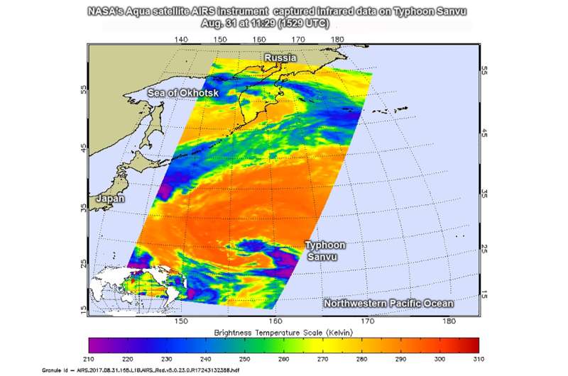 NASA sees Sanvu strengthen into a Typhoon