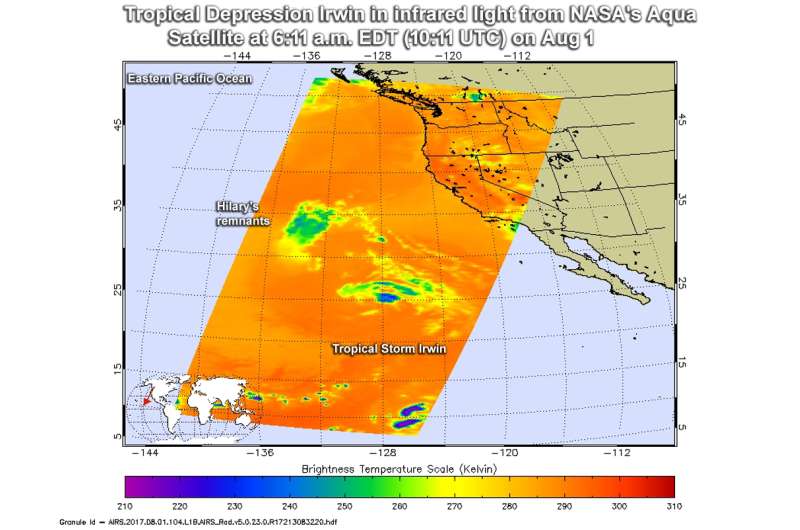 NASA sees tiny Tropical Depression Irwin winding down