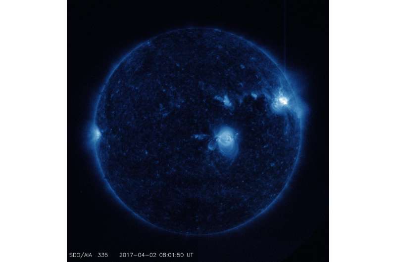 NASA's solar dynamics observatory captured trio of solar flares April 2-3