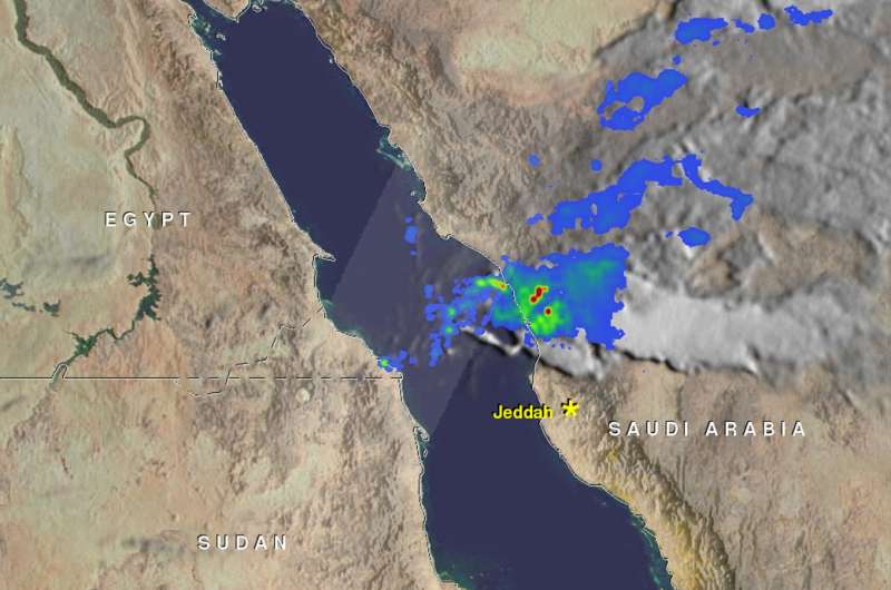 NASA views severe rain storms over western Saudi Arabia