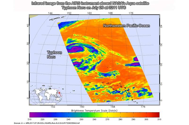 NASA watching Typhoon Noru head west in Northwestern Pacific