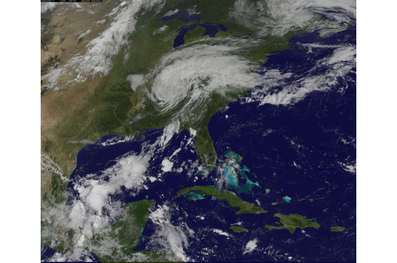 Satellite tracks post-Tropical Cyclone Harvey spreading into Ohio Valley