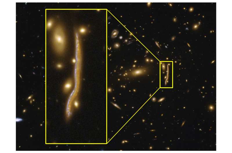 The anatomy of a cosmic snake reveals the structure of distant galaxies