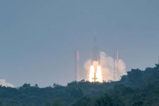 The Ariane 5 rocket blasted off in French Guiana on Tuesday with four more satellites for the Galileo navigation system, schedul