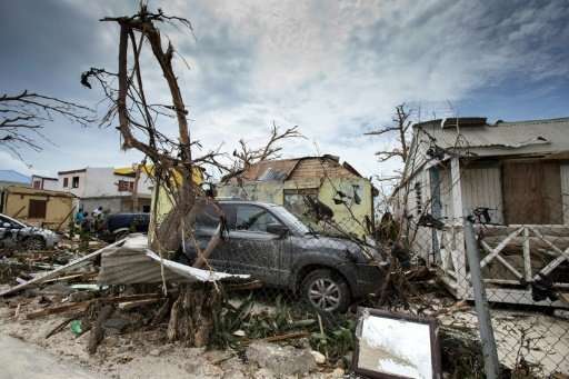 The Caribbean island of St Martin, under Dutch-French control, was devastated by Hurricane Irma