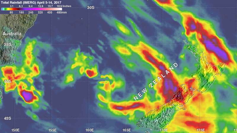 NASA examines New Zealand's extreme rainfall as Cyclone Cook's remnants move away