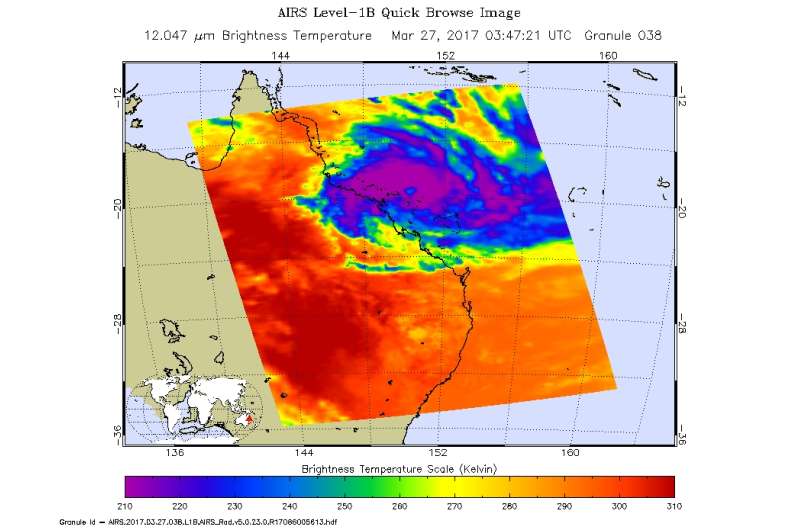NASA sees Tropical Cyclone Debbie make landfall in Queensland
