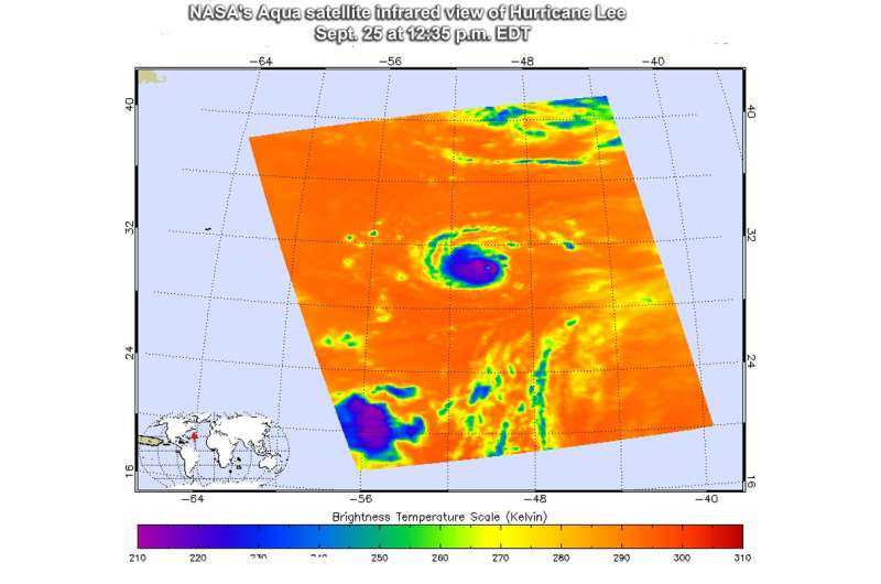 NASA satellite temperatures reveal a stronger Hurricane Lee