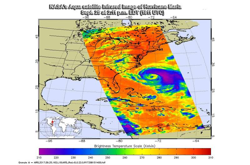 NASA satellite data shows Hurricane Maria's strongest side