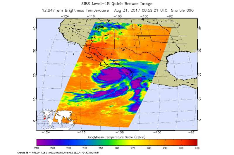 NASA examines Hurricane Lidia's eye on the Baja