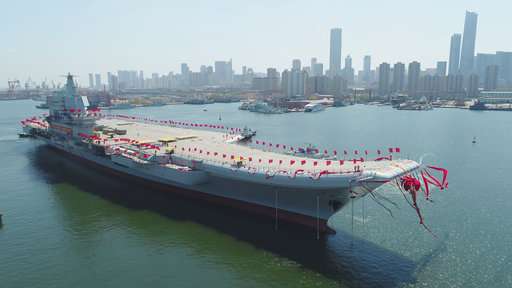 China launches 1st domestically-made aircraft carrier