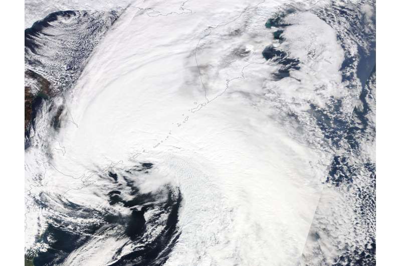 NASA sees extra-tropical storm Saola moving by Japan