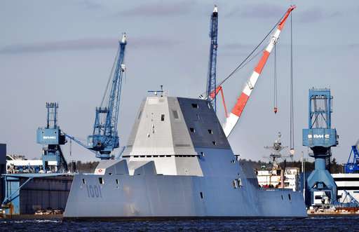 Navy's 2nd stealthy destroyer heads out to sea for 1st time