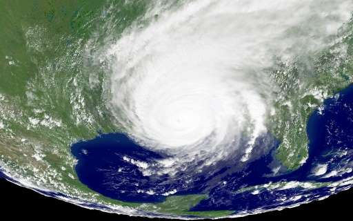 Satellite image of Hurricane Katrina bearing down on the US Gulf Coast on August 29 2005