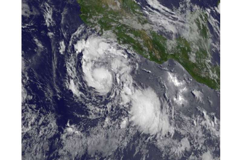 Satellite view of a compact Hurricane Hilary