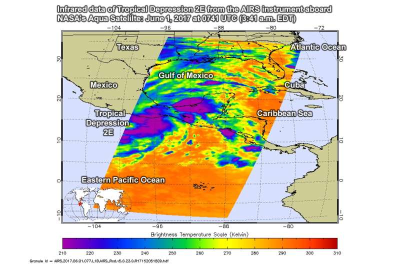 NASA sees Tropical Depression 2E moving over Mexican state of Oaxaca